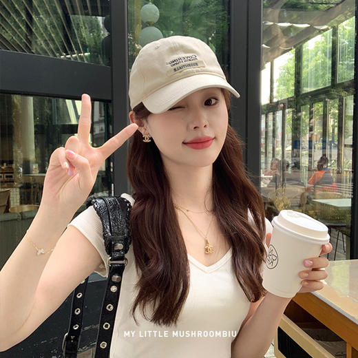 金蘑菇菇 韩漫top / 纯色v领针织短袖t恤女短款小个子上衣 商品图1