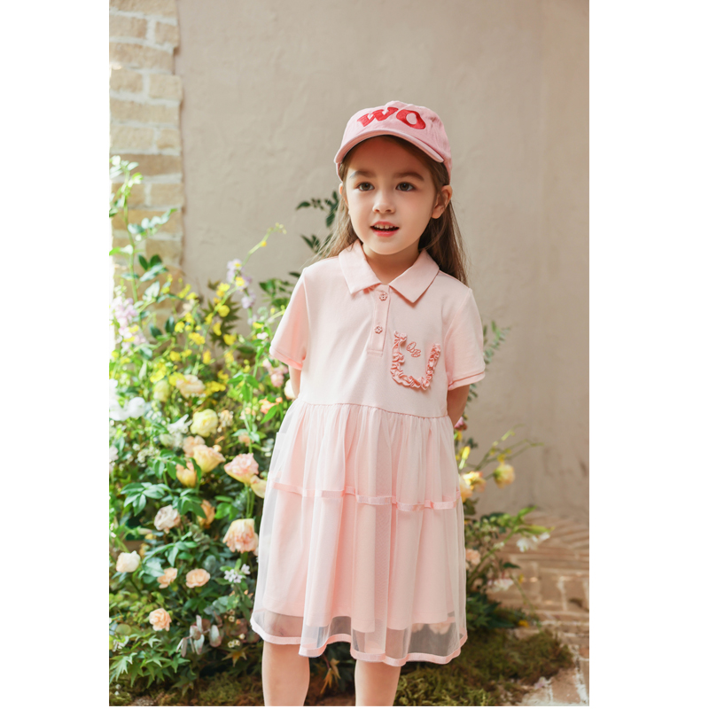 棉果果夏季新品女童珠地棉POLO连衣裙M222701224251