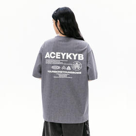 YKYB印花短袖潮流水洗高街tee中性2025夏新款半袖美式复古宽松t恤