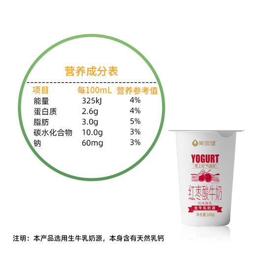 【每日鲜配】美丽健纸杯红枣酸牛奶180g（低温酸奶，月套餐，每日配送） 商品图1
