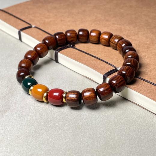 【名族风新款手串】2024新款绿檀花梨木紫檀竹节单圈民族风夜光永夜款跑环手串-24XPXH026 商品图7