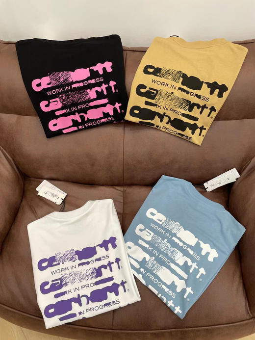 卡哈特  WIP墨水渗色标语印花 宽松圆领短袖T恤 4色 Z-11603 商品图9