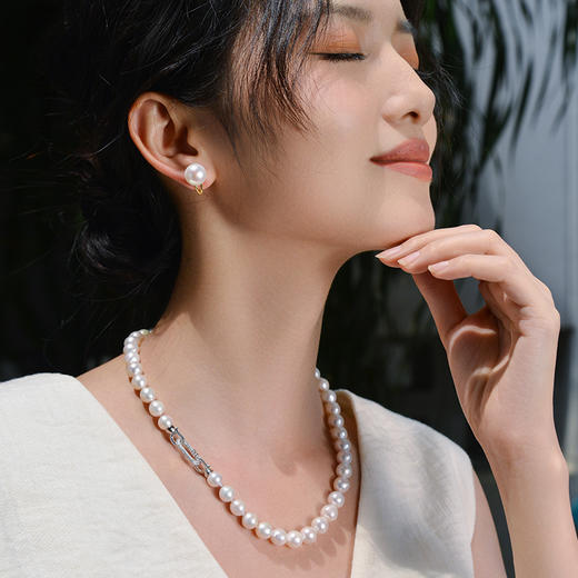 MANREYA玛芮雅“繁花银镀白金爱迪生珍珠耳夹项链礼盒套装没耳洞也能戴，《蘩花》汪小姐同款 商品图1