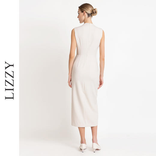 LIZZY早秋新款优雅气质通勤修身显瘦V领包臀开叉无袖连衣裙 商品图2