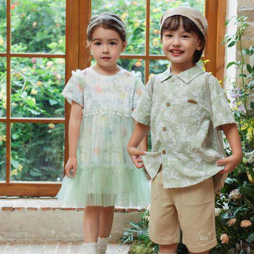 棉果果夏季新品女童纯棉网纱连衣裙M222701224247 商品图6