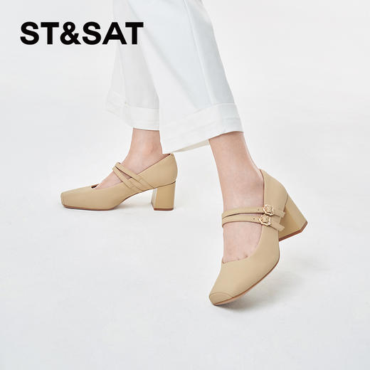 星期六简约方头粗跟玛丽珍SSC1111095 商品图3