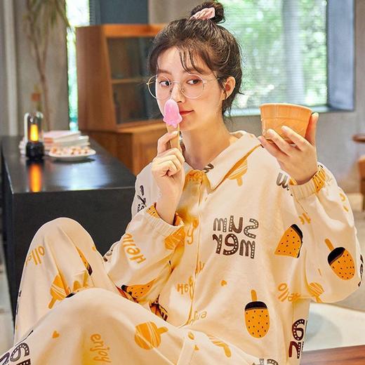 【20色！】棉质高档睡衣女春秋季长袖韩版休闲家居服大码套装月子服 商品图2