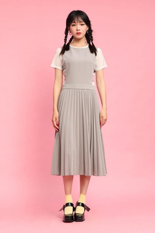 ANSUABEL 浅灰色镂空设计感压褶背心裙 11761 商品图1