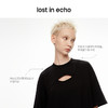[断码]lost in echo2024春夏新品设计师品牌交叉镂空黑白纯色长款T恤 商品缩略图1
