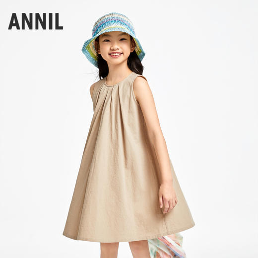 女童无袖连衣裙夏新款纯棉甜美纯色透气公主裙子安奈儿童装EG423121 商品图2