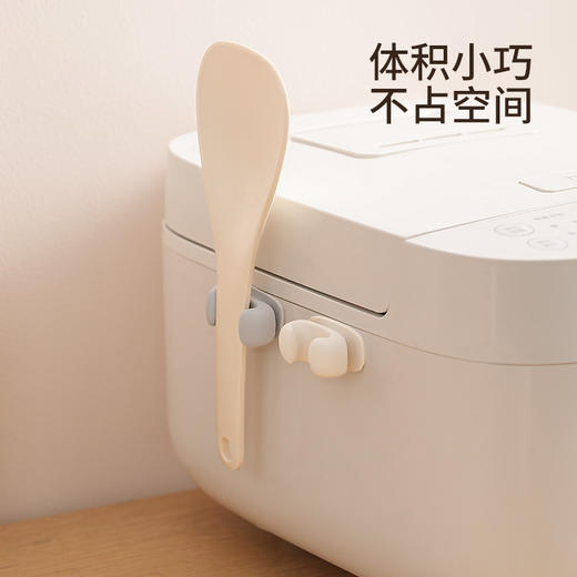 FaSoLa 饭勺收纳架厨房壁挂电饭煲饭铲置物架硅胶挂钩不粘米饭勺子放置架 商品图3