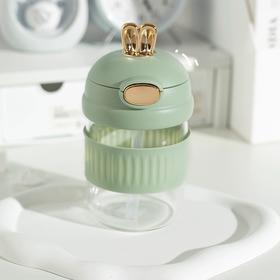 卡通萌兔吸管杯随行杯带盖水壶400ml