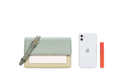 PIERRE CARDIN‘都市时尚’系列时髦拼接色牛皮包女士单肩斜挎包 商品图9