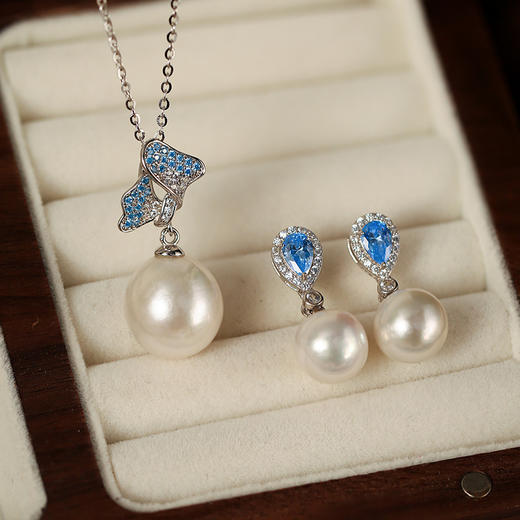 Manreya玛芮雅套装“岚蝶之舞”爱迪生珍珠项链耳环套装女气质新款 商品图6