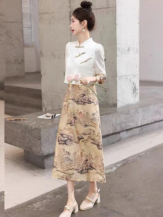 NO退 介意勿入 微瑕 清 喜出-（套装）8802新中式复古套装两件套提花旗袍套装 商品图3