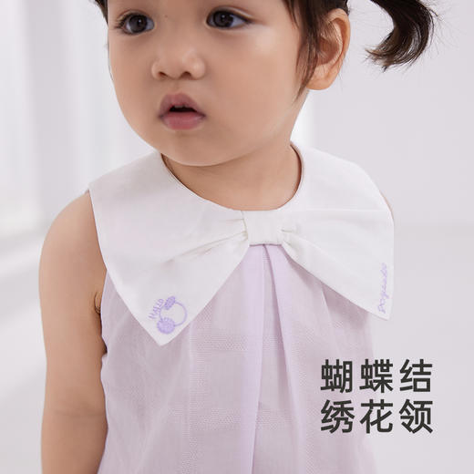 英氏婴儿衣服女宝宝纯棉哈衣短袖蝴蝶结连体衣夏季薄款包屁衣 商品图1