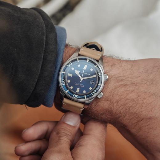 英国SPINNAKER三角帆复古潜水自动机械手表BRADNER夜光水鬼皮表带 商品图2