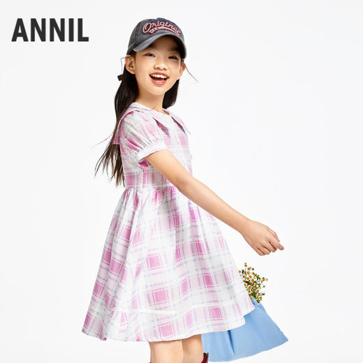 女童短袖连衣裙夏新款纯棉吸湿透气清新甜美洋气安奈儿童装EG423120 商品图1