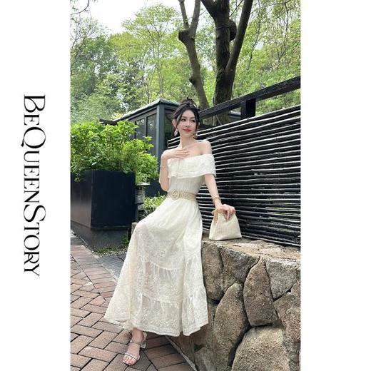 余潇潇【美神维纳斯】飘逸感天丝刺绣蘑菇扣伞摆女装连衣裙 商品图3