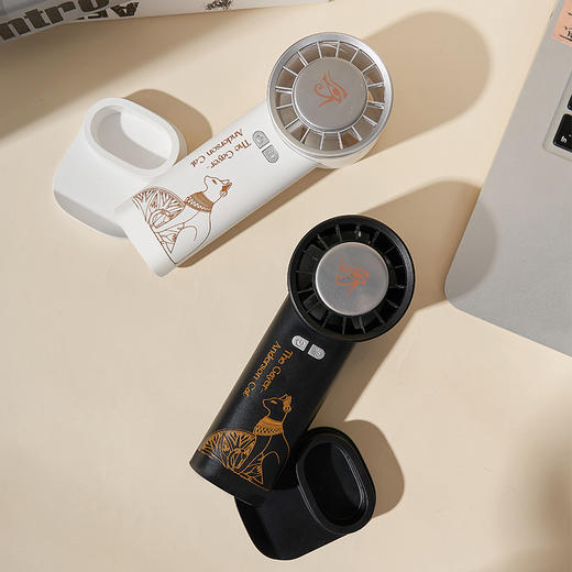 大英博物馆 盖亚·安德森猫系列 手持 桌面 两用冰敷 小风扇 手机支架 大风量可调节风扇 手持小风扇 黑色/白色 商品图2