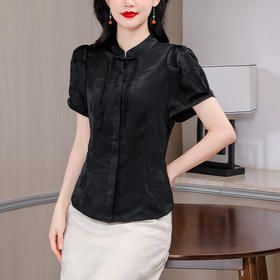国风新中式，盘扣别致泡泡袖短袖衬衣KQL-A83N6963