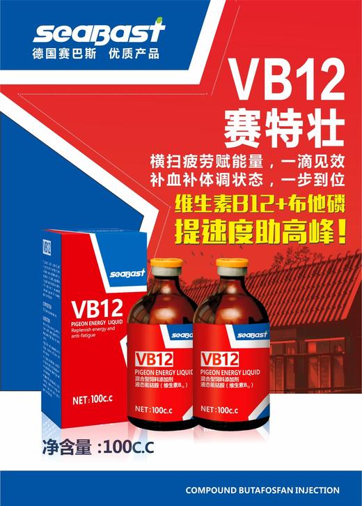 【赛特壮VB12液】100毫升赛鸽比赛用科特壮布他磷维生素B12提速（德国赛巴斯） 商品图0