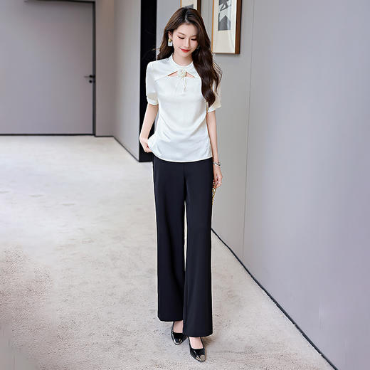 洋气减龄，衬衣气质高腰垂坠感阔腿裤套装HR-KJFA810-6 商品图7