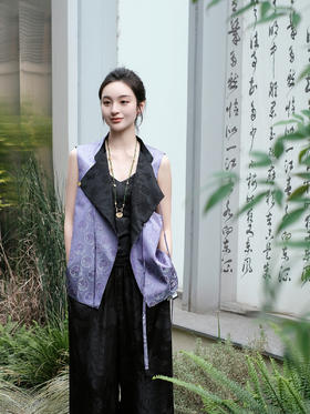 盛唐牡丹 |紫色梅兰竹菊花窗格宋锦马甲