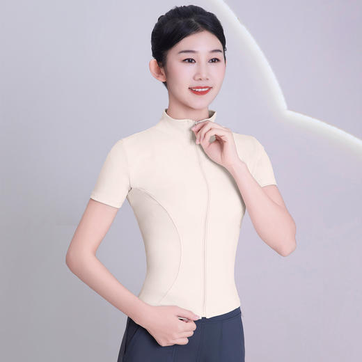 BWELL立领前拉链修身短袖运动外套BWY7590 商品图3