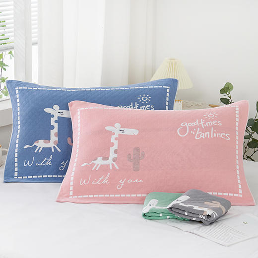 【透气舒适枕巾！多色可选！】24新款枕巾三层纱布成人儿童全棉家用情侣加厚吸汗枕头巾-24XPXH032 商品图1