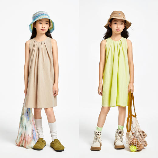 女童无袖连衣裙夏新款纯棉甜美纯色透气公主裙子安奈儿童装EG423121 商品图3