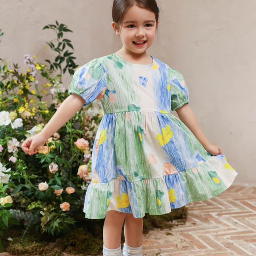 棉果果夏季新品女童纯棉巴厘纱泡泡袖连衣裙M222701224249 商品图0