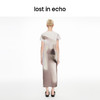 lost in echo2024春夏新品设计师品牌光影印花开衩宽松T恤连衣裙 商品缩略图4