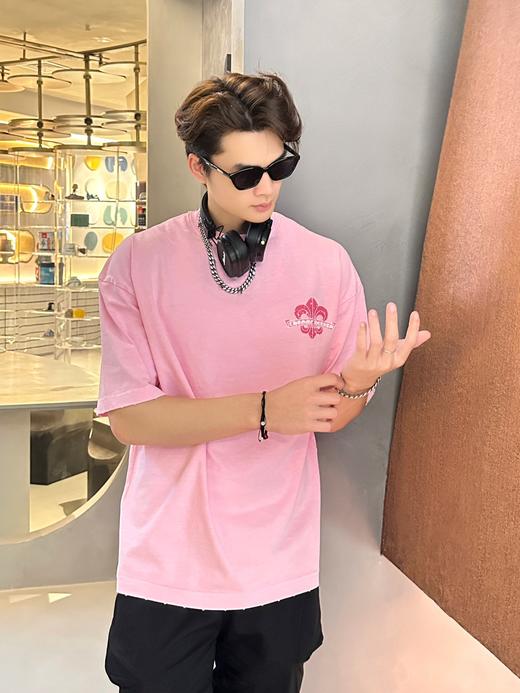 CH 2024夏新款 经典马蹄元素 洗水做旧磨破 OVERSIZE圆领短袖T恤 男女情侣款 Z-11606 商品图8