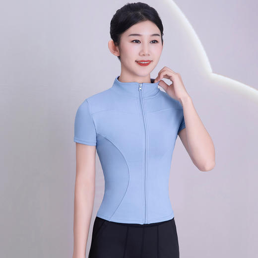 BWELL立领前拉链修身短袖运动外套BWY7590 商品图0