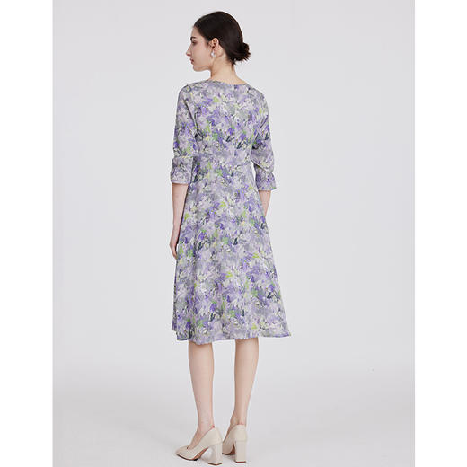 司歌弹力印花中袖连衣裙油画显瘦EA891244X 商品图3