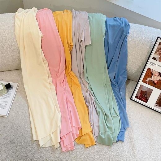 布小九冰凉长裙冰丝睡衣女夏季居家凉凉裙纯色连衣睡裙薄款圆领显瘦百搭舒适休闲 商品图7