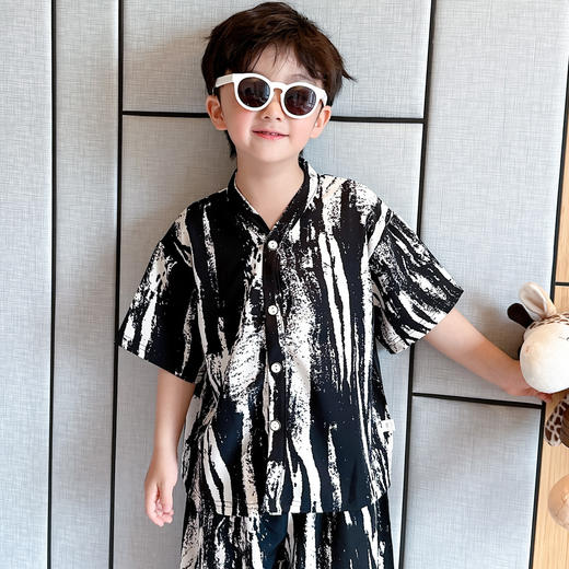 【59.9/2套 】韩系痞帅风破卡棉空调服套装家居服男女宝宝夏季棉绸防蚊套装90-160cm 商品图8
