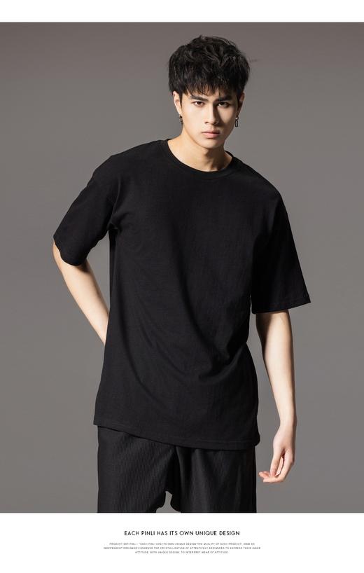 PINLI品立2024夏季新款纯色短袖T恤男士百搭时尚圆领上衣打底衫潮 商品图1