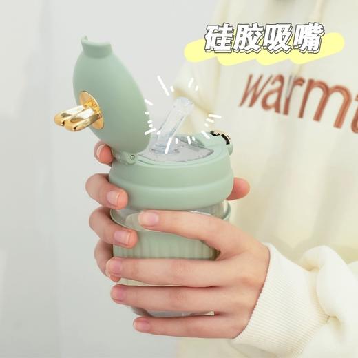 卡通萌兔吸管杯随行杯带盖水壶400ml 商品图1