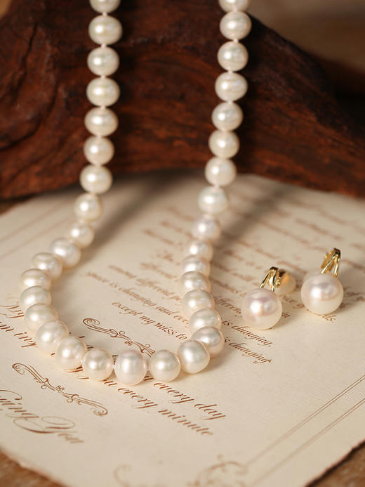 MANREYA玛芮雅“繁花”高定款超大点位淡水ak珍珠耳夹项链礼盒套装没耳洞也能戴，《蘩花》汪小姐同款 商品图2