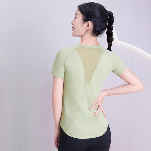 BWELL后背网纱拼接修身运动短袖T恤BWY7592 商品图0