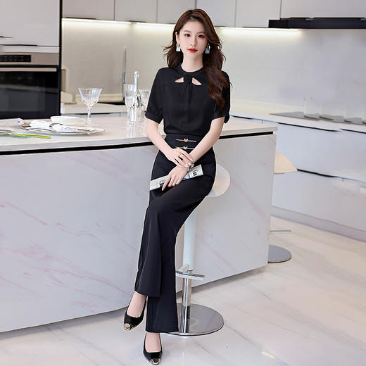 洋气减龄，衬衣气质高腰垂坠感阔腿裤套装HR-KJFA810-6 商品图6
