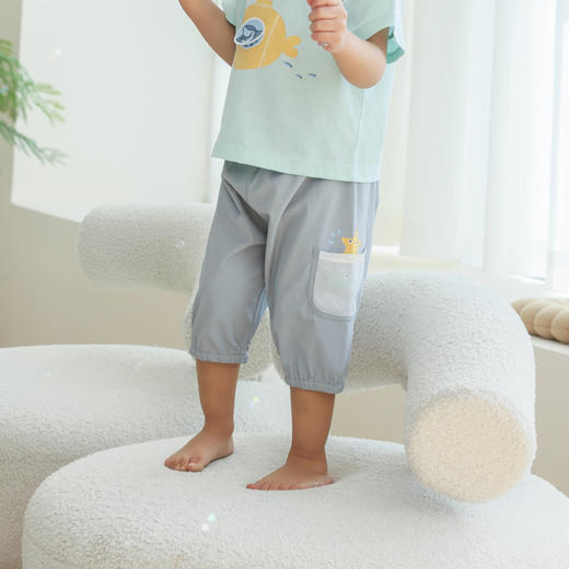 棉果果夏季新品男童防晒速干爽滑弹力梭织九分裤M212208324289 商品图0