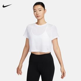 Nike/耐克DRI-FIT女子速干短袖上衣夏网眼布透气短款白色T恤FN4118-100