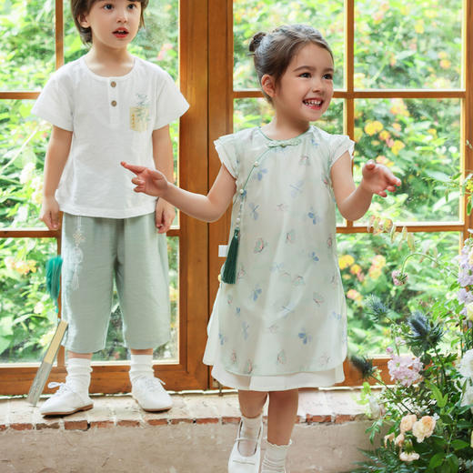 棉果果夏季新品纯棉竹节棉男童国风T恤M212140224256 商品图6