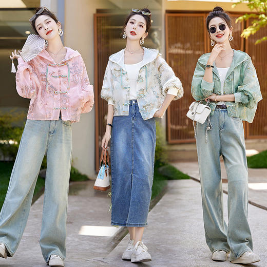 时尚新中式，防晒重工刺绣连帽外套HR-GJC9230 商品图3