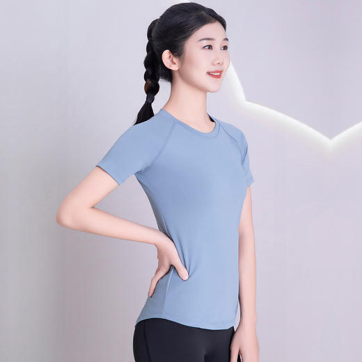 BWELL后背网纱拼接修身运动短袖T恤BWY7592 商品图3