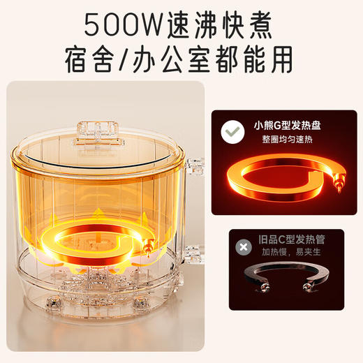 小熊（Bear）小熊（Bear）电煮锅 电热锅 学生宿舍泡面锅 小电锅 电热锅 多功能多用途小煮锅一人食小火锅 DRG-Z12K1煮涮焖炖 1.2L 商品图5