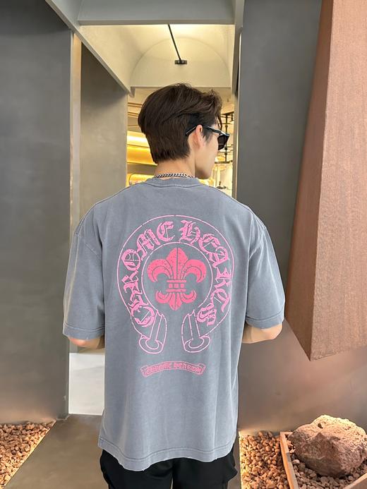 CH 2024夏新款 经典马蹄元素 洗水做旧磨破 OVERSIZE圆领短袖T恤 男女情侣款 Z-11606 商品图1